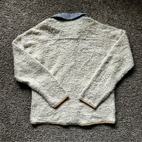 Mystree Cream Knit Jacket with Denim Floral Trim Size S Boutique - Picture 8 of 8